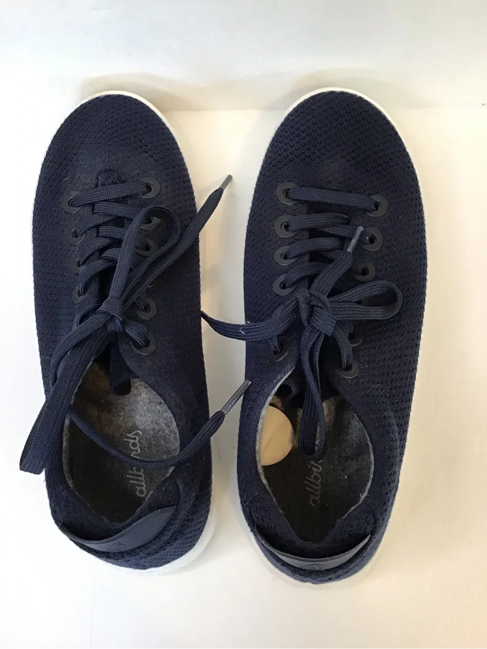 ALLBIRDS Tree Pipers Navy Knit Women’s Casual Lace Up White Sole Sneakers 9